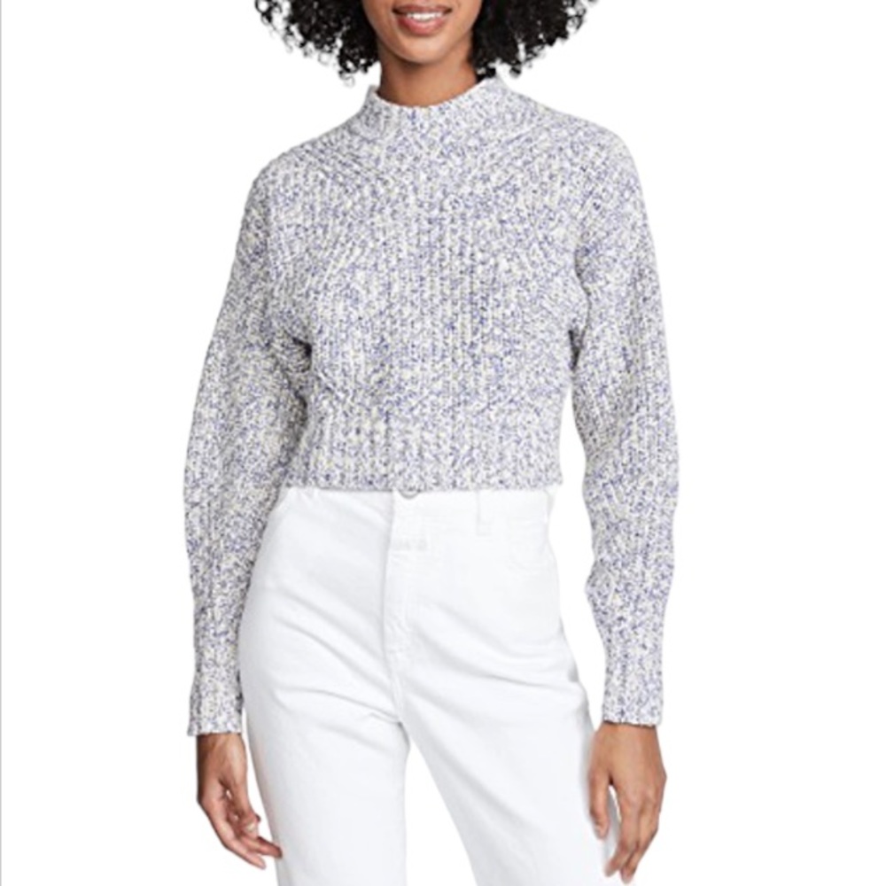 NWOT Rebecca Minkoff Blue Cropped Bowtie Sweater